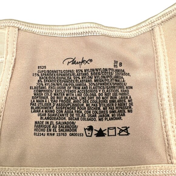 Playtex 18hr Wirefree Bra 38B Nude PowerSupport Front Close Smoothing E525 - Picture 7 of 15